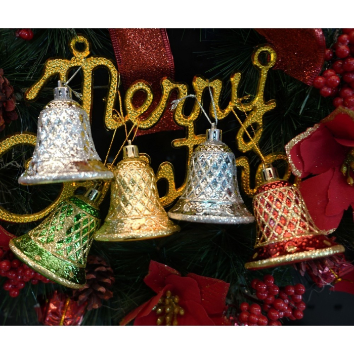 Set de 6 ornamente de brad, Flippy, de tip Clopotel, Multicolor, cu ø de 5.5 cm, din plastic, cu finisaj sclipitor , cutie  22  cm lungime x 6.7  cm inaltime x 5  cm adancime [7]