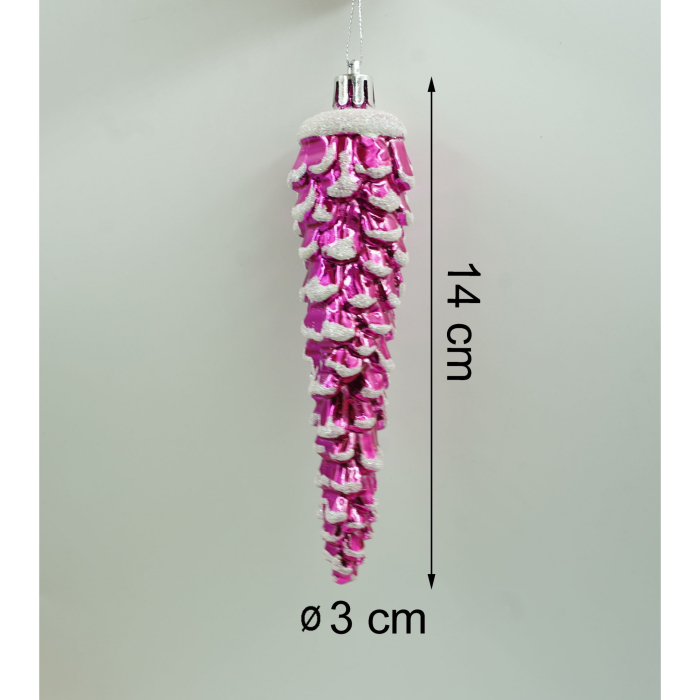 Set de 6 ornamente de brad, Flippy, de tip Con de brad, Multicolor, cu ø de 3*3 cm, din plastic, cu finisaj sclipitor , cutie  14  cm inaltime x 14.7  cm lungime x 3.5  cm adancime [5]