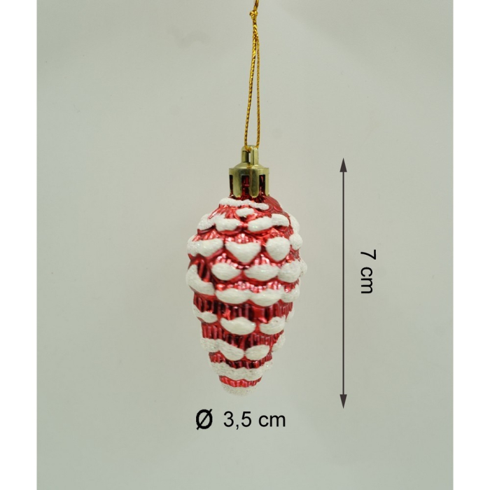 Set de 6 ornamente de brad, Flippy, de tip Con de brad, Multicolor, cu ø de 3.5 cm, din plastic, cu finisaj sclipitor , cutie  21  cm lungime x 6.5  cm inaltime x 3.6  cm adancime [10]