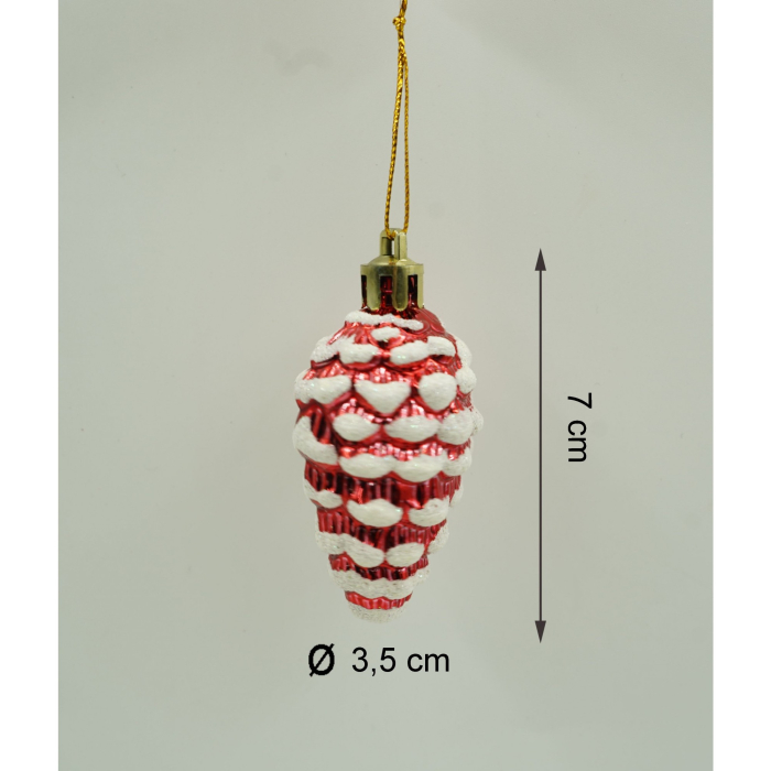 Set de 6 ornamente de brad, Flippy, de tip Con de brad, Multicolor, cu ø de 3.5 cm, din plastic, cu finisaj sclipitor , cutie  21  cm lungime x 6.5  cm inaltime x 3.6  cm adancime [5]