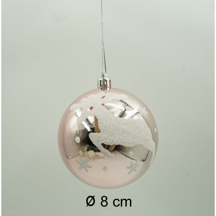 Set de 6 ornamente de brad, Flippy, de tip Glob, Alb/ Argintiu, cu ø de 8 cm, din plastic, cu finisaj sclipitor , cutie  24  cm inaltime x 16  cm lungime x 8  cm adancime [5]