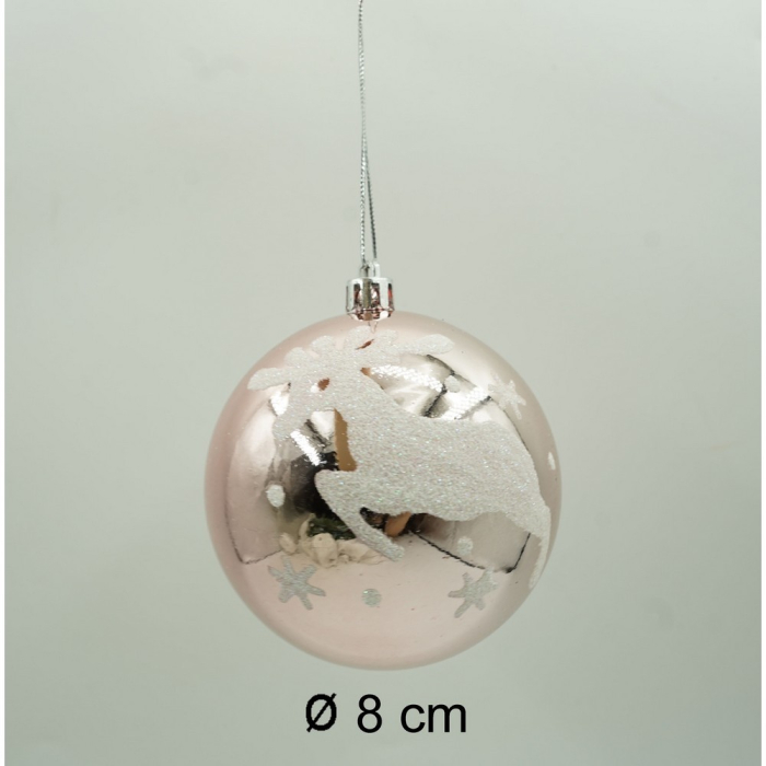 Set de 6 ornamente de brad, Flippy, de tip Glob, Alb/ Argintiu, cu ø de 8 cm, din plastic, cu finisaj sclipitor , cutie  24  cm inaltime x 16  cm lungime x 8  cm adancime [10]