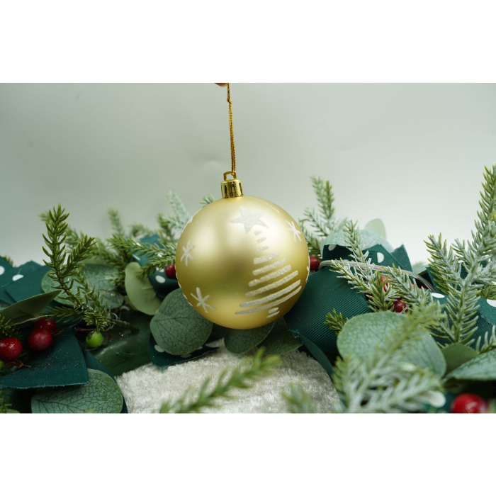 Set de 6 ornamente de brad, Flippy, de tip Glob, Alb/ Auriu, cu ø de 7 cm, din plastic, cu finisaj sclipitor , cutie  21  cm inaltime x 14  cm lungime x 7  cm adancime [2]