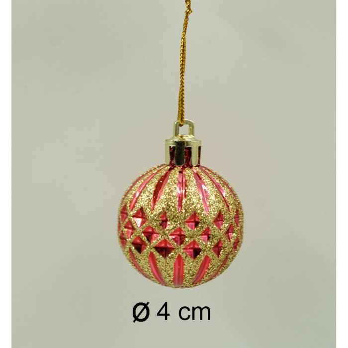 Set de 6 ornamente de brad, Flippy, de tip Glob, Multicolor, cu ø de 4 cm, din plastic, cu finisaj sclipitor , cutie  12  cm inaltime x 8  cm lungime x 4  cm adancime [10]