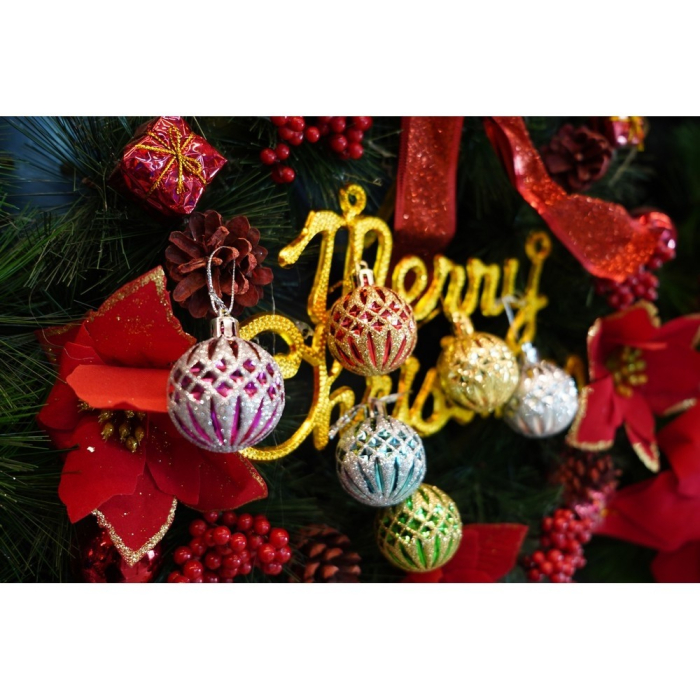 Set de 6 ornamente de brad, Flippy, de tip Glob, Multicolor, cu ø de 4 cm, din plastic, cu finisaj sclipitor , cutie  12  cm inaltime x 8  cm lungime x 4  cm adancime [8]