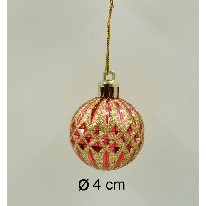 Set de 6 ornamente de brad, Flippy, de tip Glob, Multicolor, cu ø de 4 cm, din plastic, cu finisaj sclipitor , cutie  12  cm inaltime x 8  cm lungime x 4  cm adancime [5]