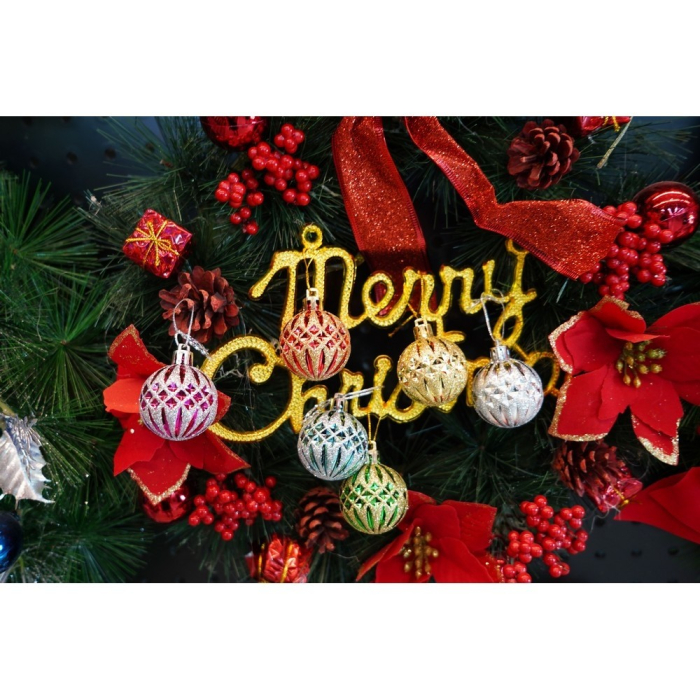 Set de 6 ornamente de brad, Flippy, de tip Glob, Multicolor, cu ø de 4 cm, din plastic, cu finisaj sclipitor , cutie  12  cm inaltime x 8  cm lungime x 4  cm adancime [7]