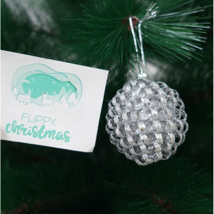 Set de 6 ornamente de brad, Flippy, de tip Glob, Multicolor, cu ø de 6 cm, din metal, cu finisaj sclipitor , cutie  6  cm adancime x 34  cm lungime x 6  cm inaltime [7]