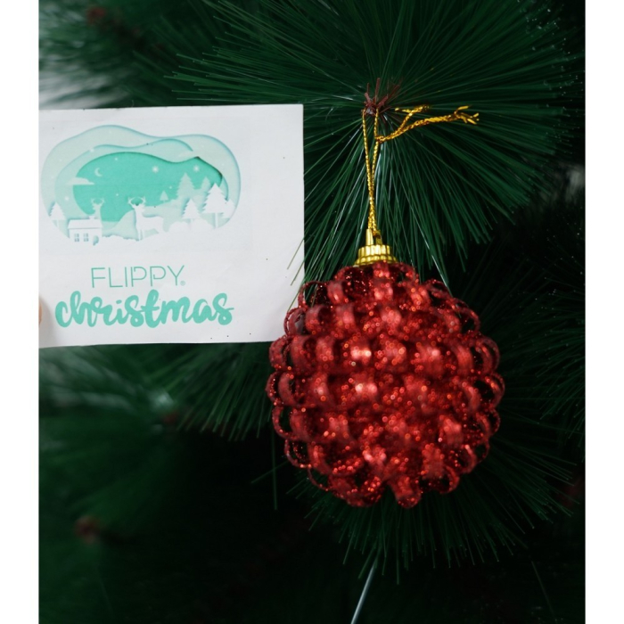 Set de 6 ornamente de brad, Flippy, de tip Glob, Multicolor, cu ø de 6 cm, din metal, cu finisaj sclipitor , cutie  6  cm adancime x 34  cm lungime x 6  cm inaltime [8]