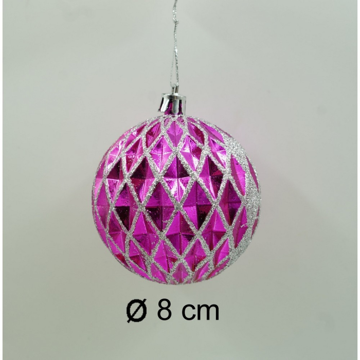 Set de 6 ornamente de brad, Flippy, de tip Glob, Multicolor, cu ø de 8 cm, din plastic, cu finisaj sclipitor , cutie  24  cm inaltime x 16  cm lungime x 8  cm adancime [10]