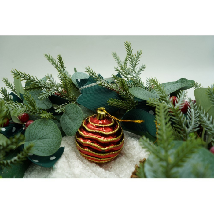 Set de 6 ornamente de brad, Flippy, de tip Glob, Rosu/ Auriu, cu ø de 7 cm, din plastic, cu finisaj sclipitor , cutie  21  cm inaltime x 14  cm lungime x 7  cm adancime [8]