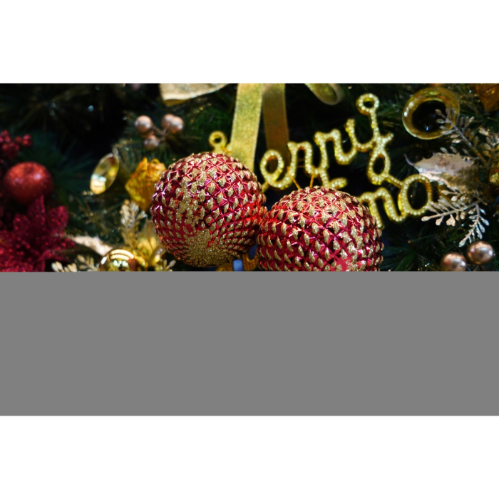 Set de 6 ornamente de brad, Flippy, de tip Glob, Rosu/ Auriu, cu ø de 8 cm, din plastic, cu finisaj sclipitor , cutie  24  cm inaltime x 16  cm lungime x 8  cm adancime [4]