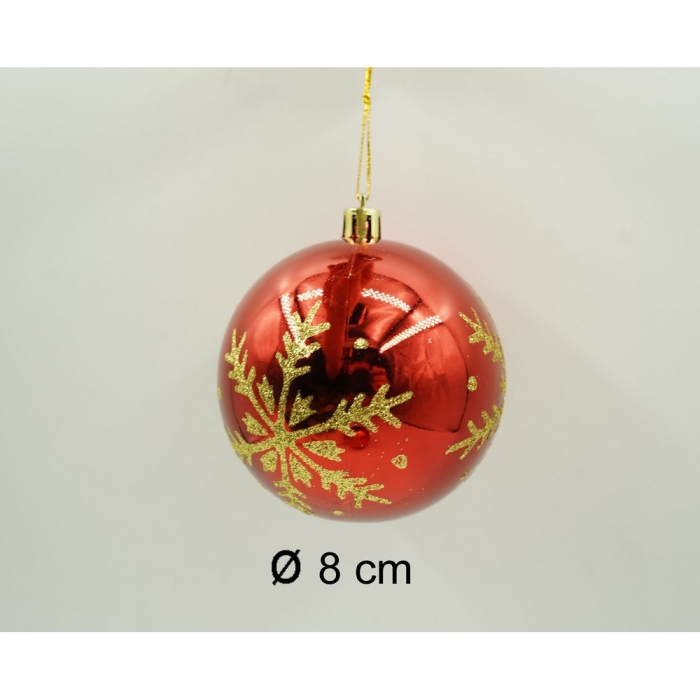 Set de 6 ornamente de brad, Flippy, de tip Glob, Rosu/ Auriu, cu ø de 8 cm, din plastic, cu finisaj sclipitor , cutie  24  cm inaltime x 16  cm lungime x 8  cm adancime [10]