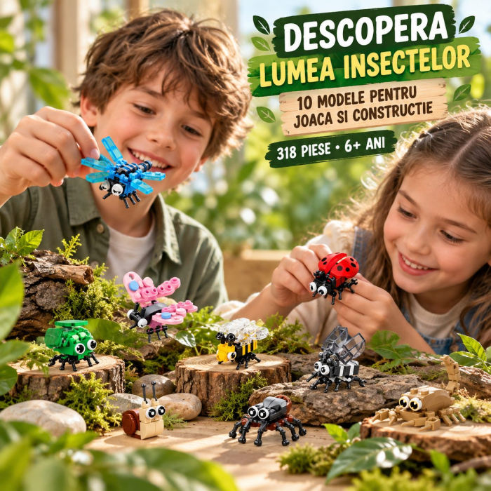 Set de Constructie, Flippy, Lumea Insectelor 10 in 1, 318 Piese, 10 Modele, Varsta 6+ Ani, 14.5 x 8 x 7 cm, Multicolor [11]