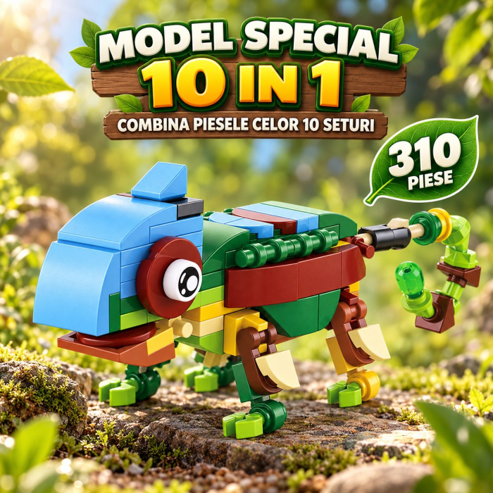 Set de Constructie, Flippy, Model Insecte 10 in 1, 310 Piese, 10 Modele, Varsta 6+ Ani, 14.3x4.5x5.6 cm, Multicolor [11]