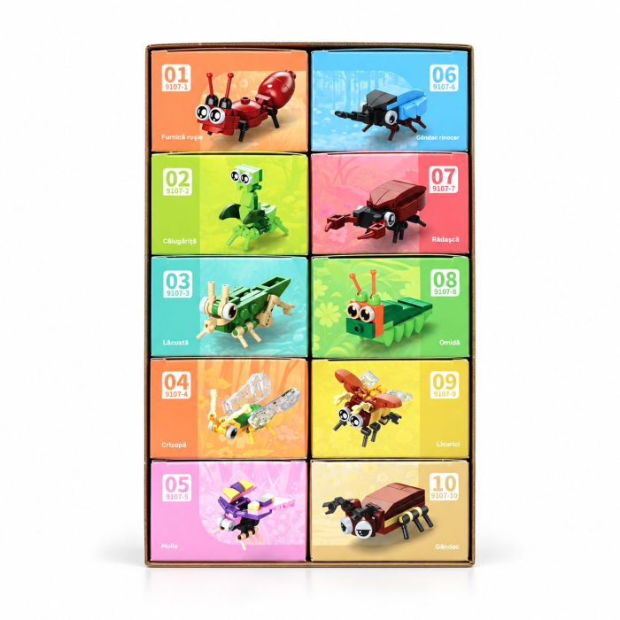 Set de Constructie, Flippy, Model Insecte 10 in 1, 310 Piese, 10 Modele, Varsta 6+ Ani, 14.3x4.5x5.6 cm, Multicolor [12]