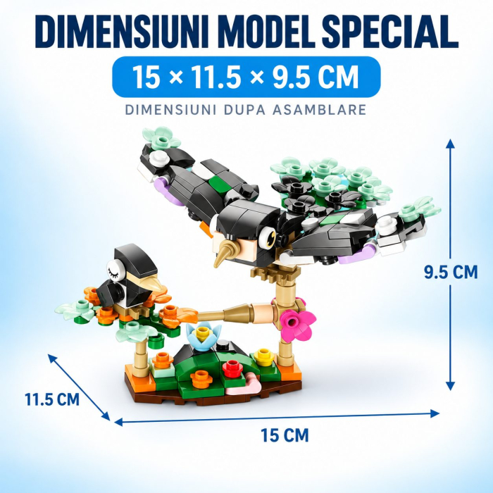 Set de Constructie, Flippy, Model Pasari 10 in 1, 309 Piese, 10 Modele, 6+, 15x11.5x9.5 cm, Multicolor [9]