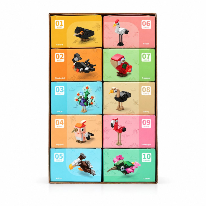 Set de Constructie, Flippy, Model Pasari 10 in 1, 309 Piese, 10 Modele, 6+, 15x11.5x9.5 cm, Multicolor [12]