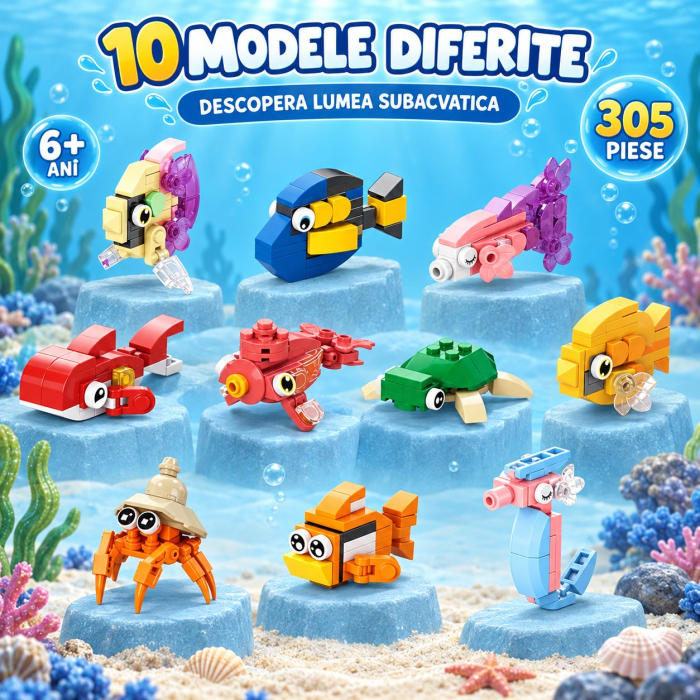 Set de Constructie, Flippy, Model Pesti 10 in 1, 305 Piese, 10 Modele, 6+, 12.7x4.6x8 cm, Multicolor [9]