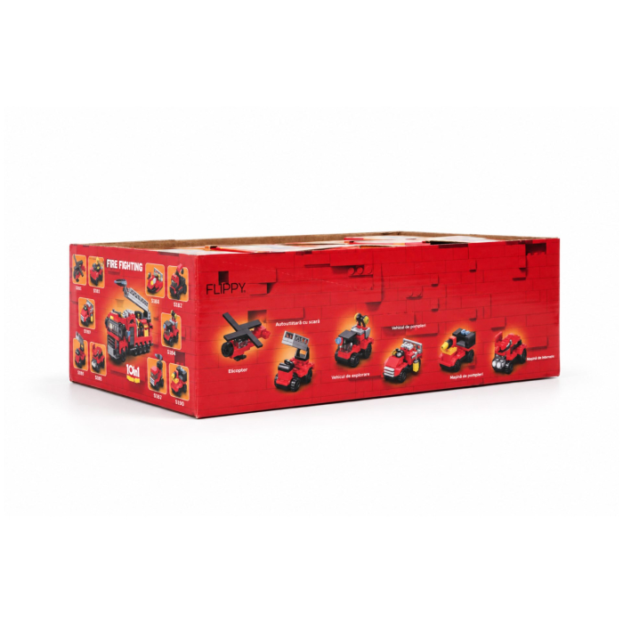 Set de Constructie, Flippy, Vehicule de Pompieri si Salvare 10 in 1, 323 Piese, 10 Modele, Varsta 6+ Ani, 23.5 x 15 x 7.5 cm, Multicolor [9]