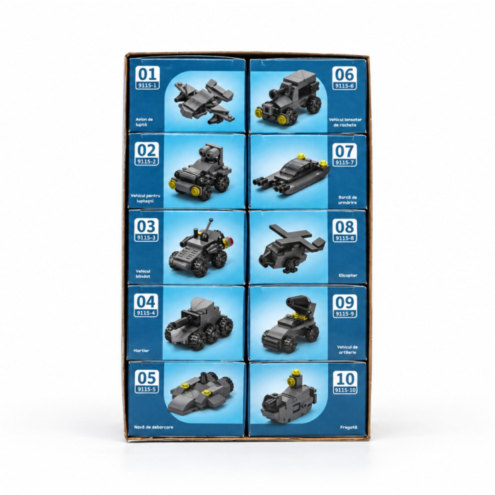 Set de Constructie, Flippy, Vehicule Militare 10 in 1, 310 Piese, 10 Modele, Varsta 6+ Ani, 20 x 12.8 x 9 cm, Multicolor [11]