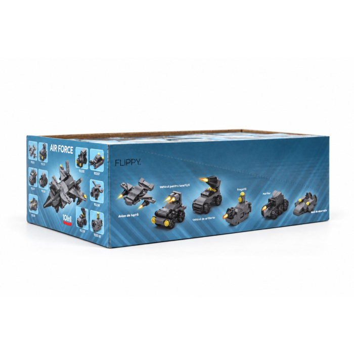 Set de Constructie, Flippy, Vehicule Militare 10 in 1, 310 Piese, 10 Modele, Varsta 6+ Ani, 20 x 12.8 x 9 cm, Multicolor [13]
