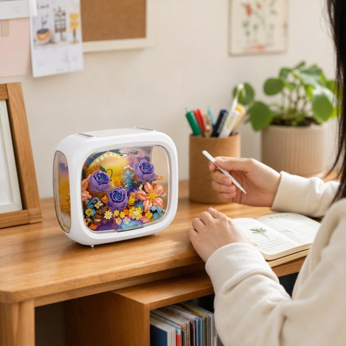 Set de Construit in Cutie, Flippy, din Plastic, Model Flori 2, Joc de Asamblare cu Cutie Decorativa si Aranjament Floral, Varsta 14 Ani+, Dimensiune 21.4x14.8x16.5 cm, Multicolor [4]