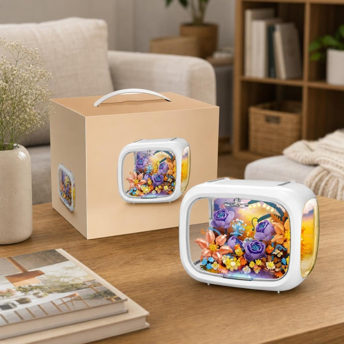 Set de Construit in Cutie, Flippy, din Plastic, Model Flori 2, Joc de Asamblare cu Cutie Decorativa si Aranjament Floral, Varsta 14 Ani+, Dimensiune 21.4x14.8x16.5 cm, Multicolor [5]