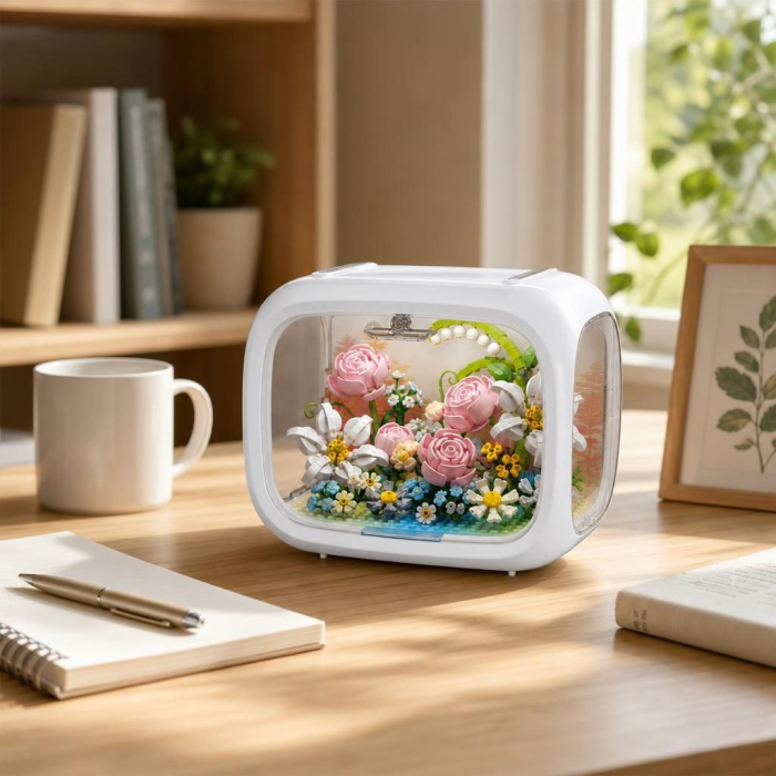 Set de Construit in Cutie, Flippy, din Plastic, Model Flori, Joc de Asamblare cu Cutie Decorativa si Aranjament Floral, Varsta 14 Ani+, Dimensiune 21.4x14.8x16.5 cm, Multicolor [4]