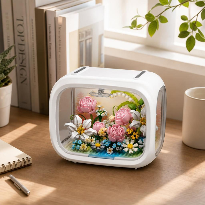 Set de Construit in Cutie, Flippy, din Plastic, Model Flori, Joc de Asamblare cu Cutie Decorativa si Aranjament Floral, Varsta 14 Ani+, Dimensiune 21.4x14.8x16.5 cm, Multicolor [5]