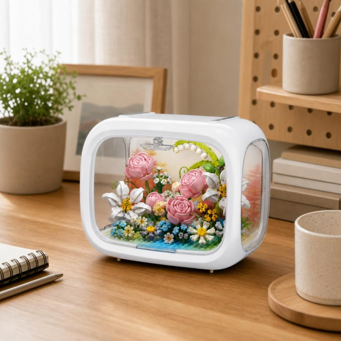 Set de Construit in Cutie, Flippy, din Plastic, Model Flori, Joc de Asamblare cu Cutie Decorativa si Aranjament Floral, Varsta 14 Ani+, Dimensiune 21.4x14.8x16.5 cm, Multicolor [3]