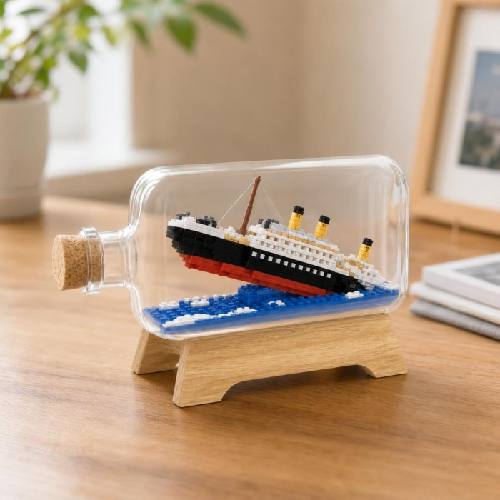 Set de Construit in Sticla cu Suport din Lemn, Flippy, din Plastic, Model Barca, Joc de Asamblare cu Sticla Decorativa si Suport, Varsta 14 Ani+, Dimensiune 20.2x13x22.3 cm, Multicolor [4]