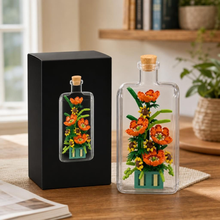 Set de Construit in Sticla, Flippy, din Plastic, Tematica Flori, Model 1, Joc de Asamblare cu Sticla Decorativa si Accesorii, Varsta 14 Ani+, Dimensiune Cutie 36x31x7.4 cm, Multicolor [5]