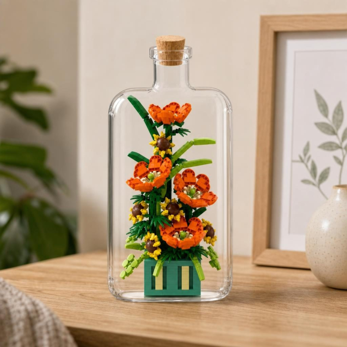 Set de Construit in Sticla, Flippy, din Plastic, Tematica Flori, Model 1, Joc de Asamblare cu Sticla Decorativa si Accesorii, Varsta 14 Ani+, Dimensiune Cutie 36x31x7.4 cm, Multicolor [3]