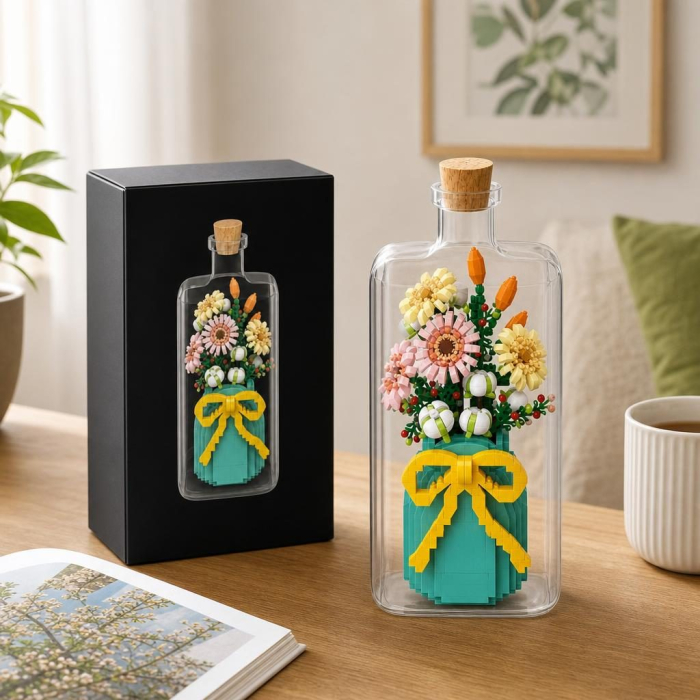 Set de Construit in Sticla, Flippy, Tematica Flori, Model 3, Jucarie Tip Blocuri din Plastic, Decoratiune DIY pentru Asamblare, Dimensiune 36 x 31 x 7.4 cm, Varsta 14 Ani+, Multicolor [4]