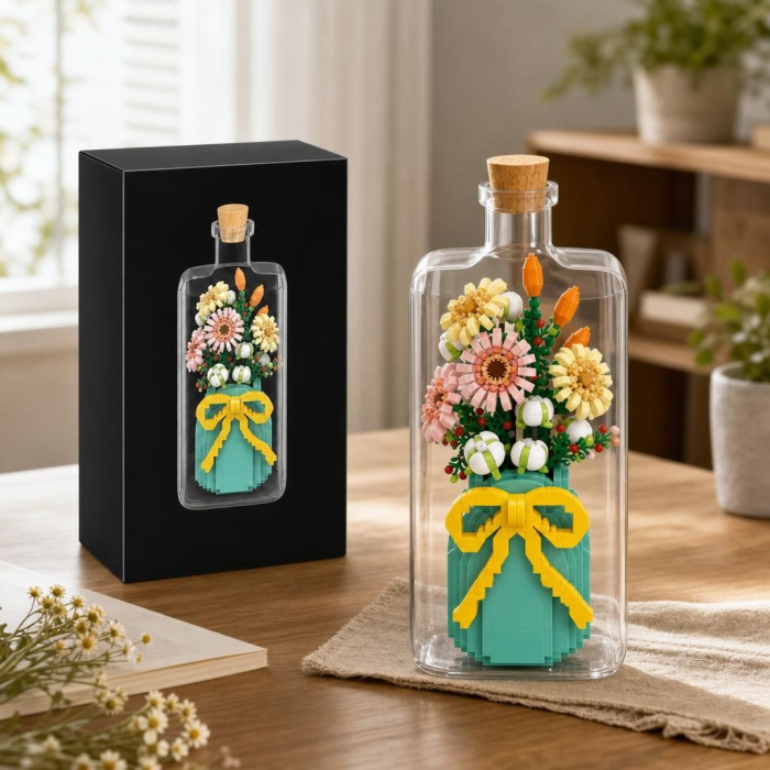Set de Construit in Sticla, Flippy, Tematica Flori, Model 3, Jucarie Tip Blocuri din Plastic, Decoratiune DIY pentru Asamblare, Dimensiune 36 x 31 x 7.4 cm, Varsta 14 Ani+, Multicolor [3]