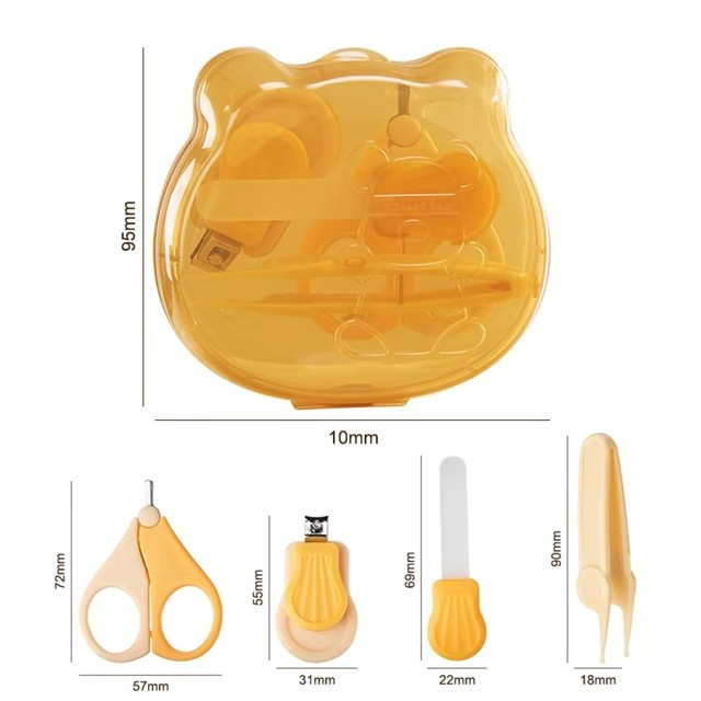 Set Ingrijire Unghii pentru Bebelusi, Flippy, Cutie de Depozitare in Forma de Ursulet, 10 x 9.5 cm, Galben [4]