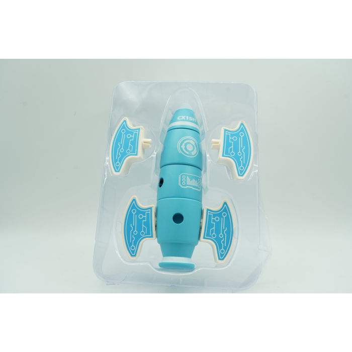 Set inteligent de blocuri magnetice pentru copii, 8 piese, cutie depozitare, racheta, albastru [4]