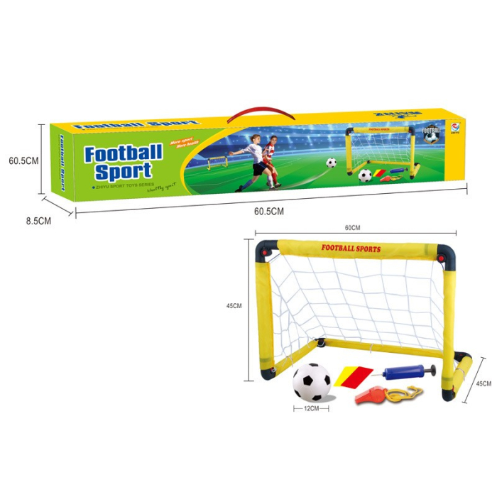 Set Poarta de Fotbal pentru Copii, Flippy, 45x60 cm, Minge, Cartonase, Pompa, Fluier, Interactiv, Distractiv, Galben [2]