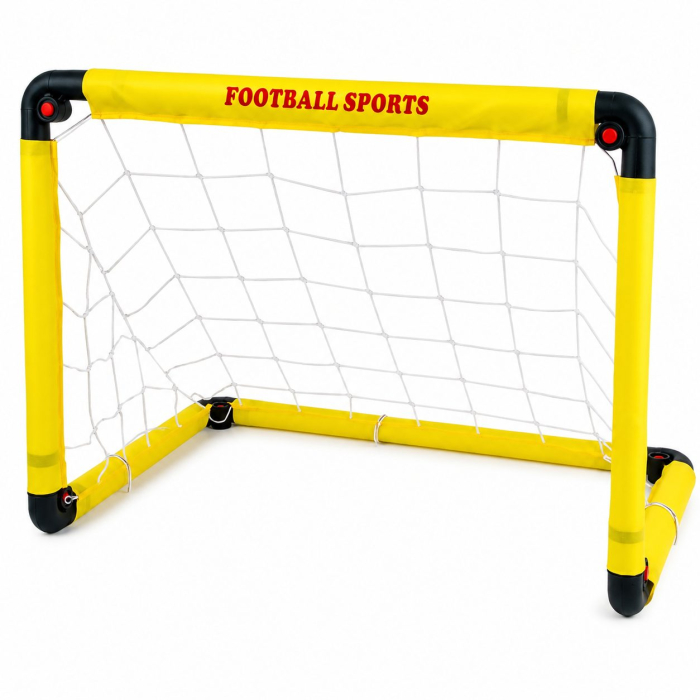 Set Poarta de Fotbal pentru Copii, Flippy, 80x120 cm, Minge, Cartonase, Pompa, Fluier, Interactiv, Distractiv, Galben [4]