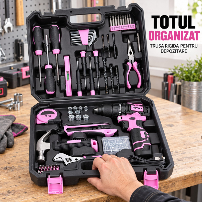 Set Scule, Flippy, Masina De Gaurit Si Insurubat, 18-21 V, Motor Fara Perii, 2 Trepte Viteza, 27 x 27 x 9 cm, Multicolor [10]