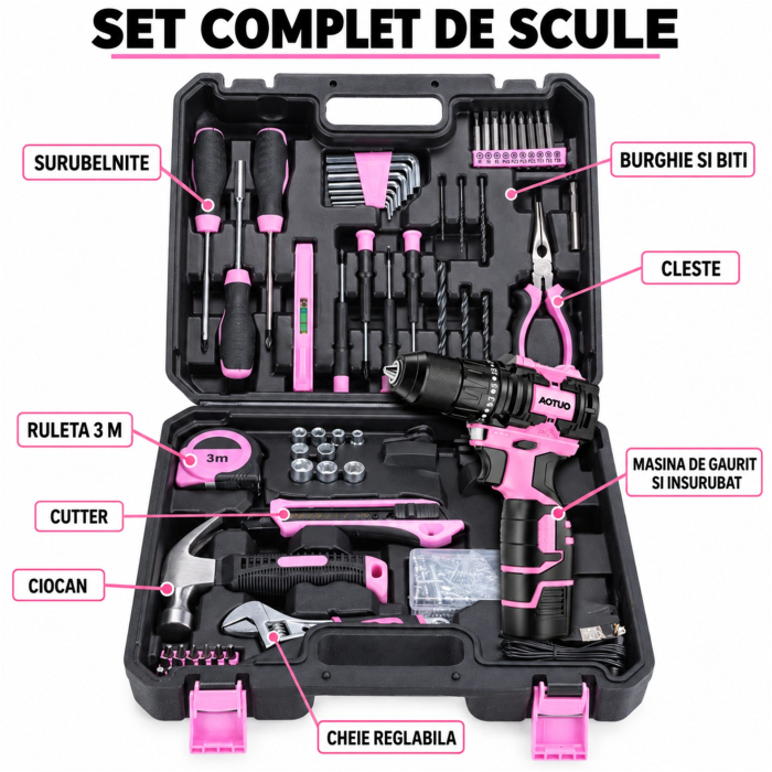 Set Scule, Flippy, Masina De Gaurit Si Insurubat, 18-21 V, Motor Fara Perii, 2 Trepte Viteza, 27 x 27 x 9 cm, Multicolor [6]