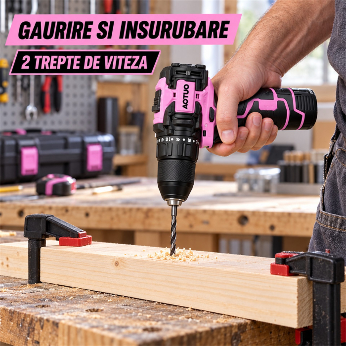 Set Scule, Flippy, Masina De Gaurit Si Insurubat, 18-21 V, Motor Fara Perii, 2 Trepte Viteza, 27 x 27 x 9 cm, Multicolor [8]