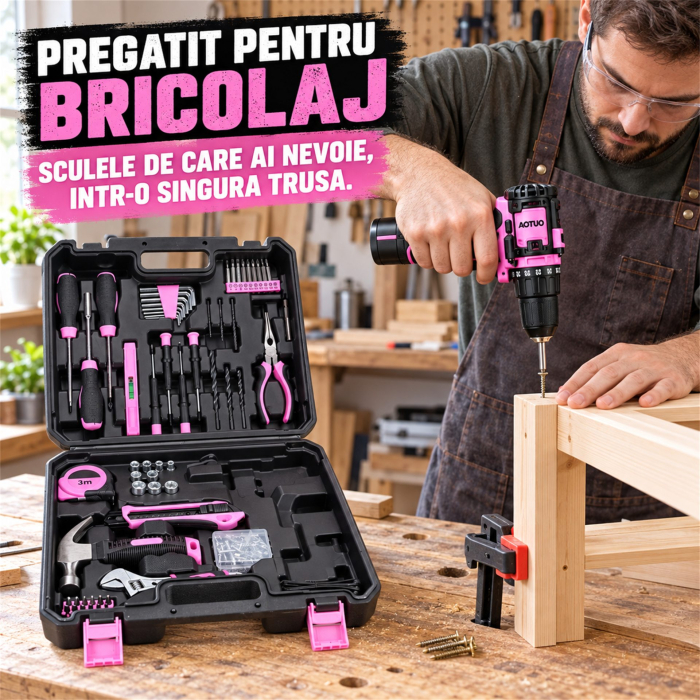 Set Scule, Flippy, Masina De Gaurit Si Insurubat, 18-21 V, Motor Fara Perii, 2 Trepte Viteza, 27 x 27 x 9 cm, Multicolor [12]