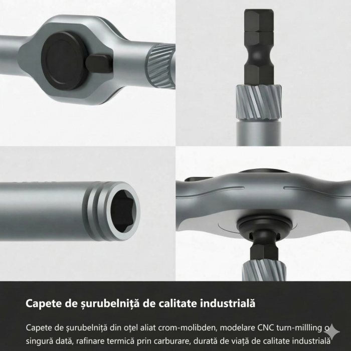 Set Surubelnita Cu Clichet, Flippy, 24 Piese, Sistem de prindere multipla, ergonomic si adaptiv, 16 × 9,3 × 3,6 cm, Negru [6]
