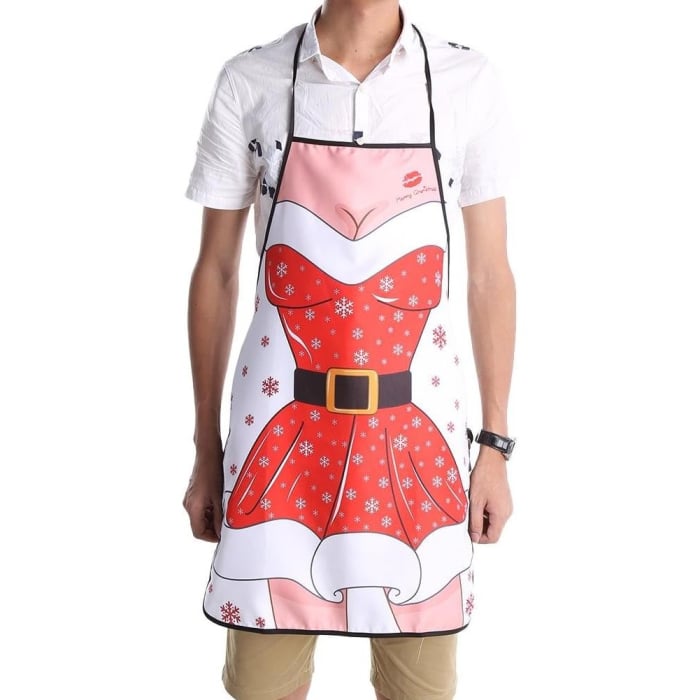 Sort de Bucatarie Decorativ, Flippy, Tema Craciun, 50 x 70 cm, Model Craciunita, din Poliester, Rosu [5]