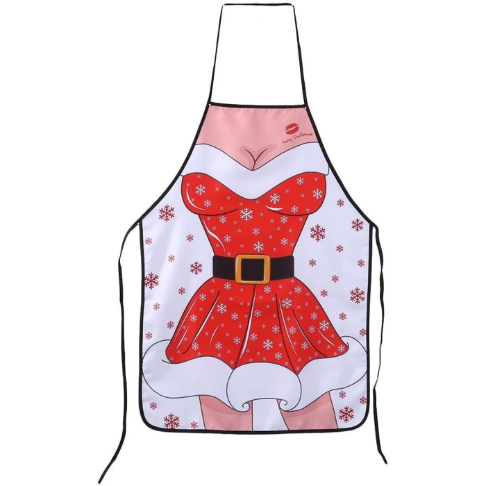 Sort de Bucatarie Decorativ, Flippy, Tema Craciun, 50 x 70 cm, Model Craciunita, din Poliester, Rosu [6]