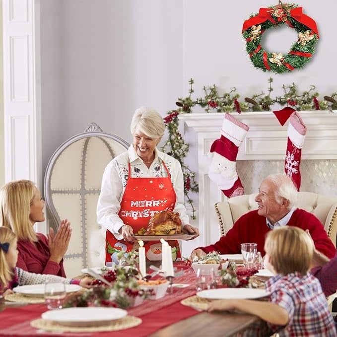 Sort de Bucatarie Decorativ, Flippy, Tema Craciun, 50 x 70 cm, Model Merry Christmas, din Poliester, Rosu [4]