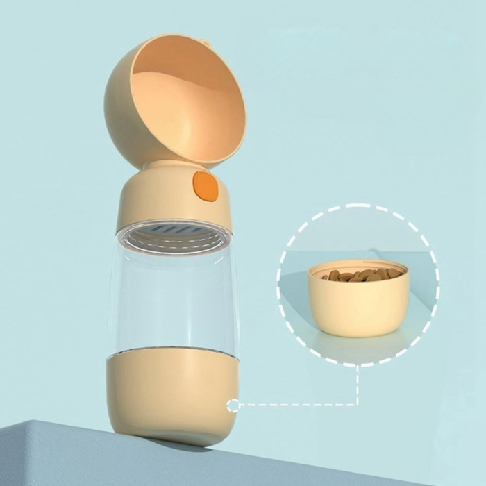 Sticla Animale,  , Portabila, pentru Hrana si Apa, din ABS, 400 ml/182 ml, 25.5 x 8 x 9 cm, Galben [9]