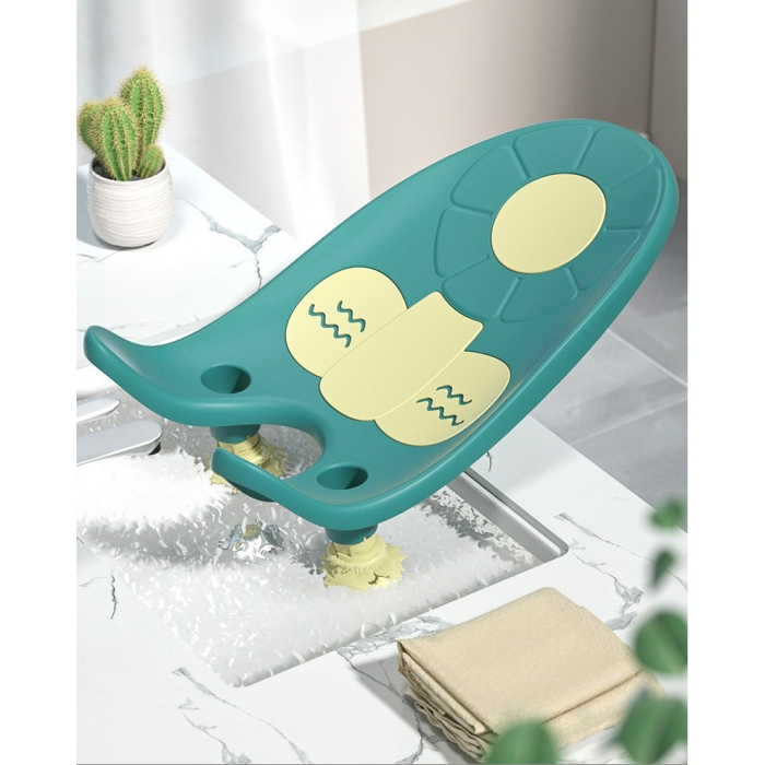 Suport de Baie Bebelusi , 0-12 luni, Montare pe Chiuveta/Lavoar/Cada, Ventuze Antiderapante cu Intaltime Reglabila, 50 x 24 x 12.5 cm, Verde [5]